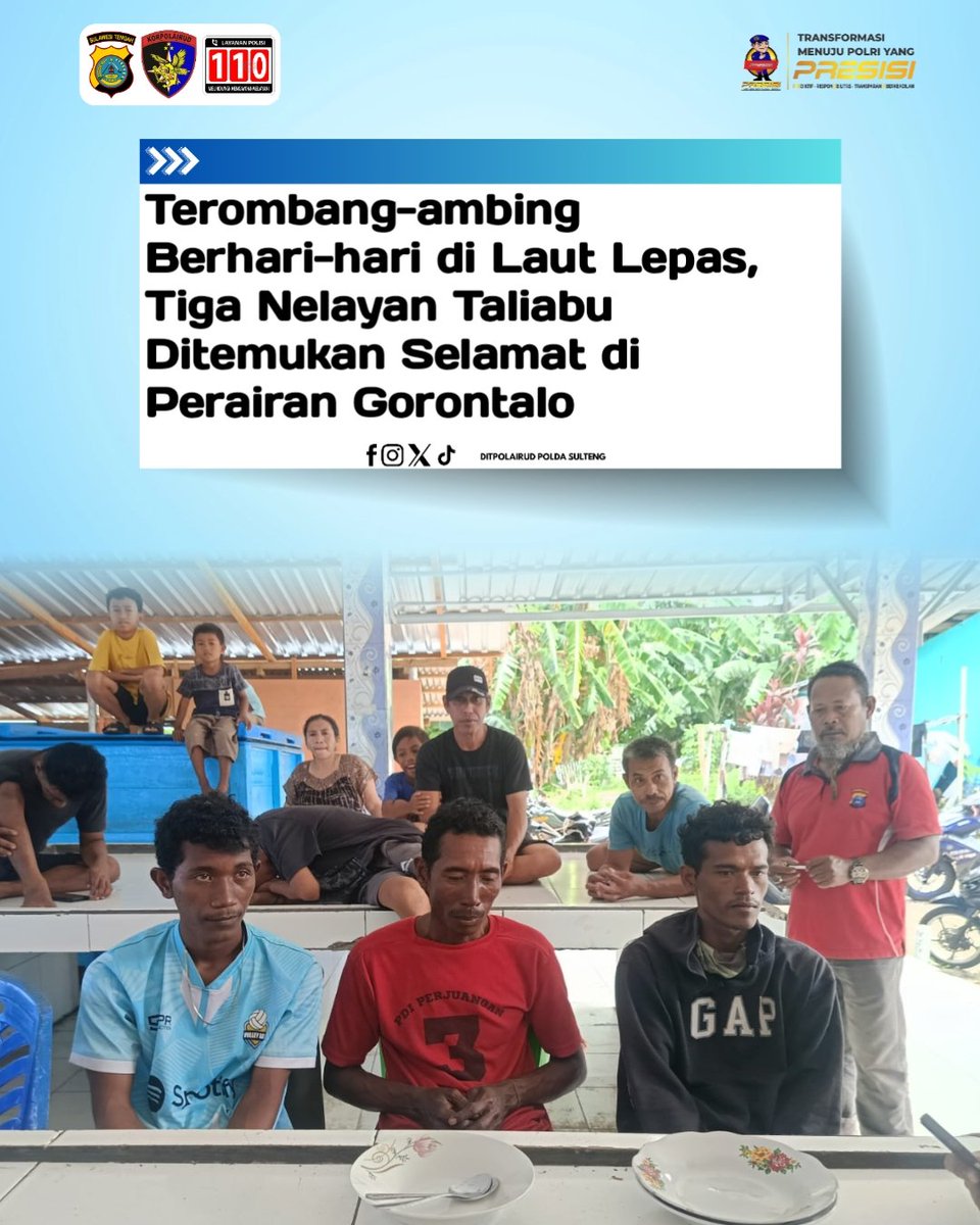 polairsulteng's tweet photo. Terombang-ambing Berhari-hari di Laut Lepas, Tiga Nelayan Taliabu Ditemukan Selamat di Perairan Gorontalo https://t.co/8vXC2j9C1G