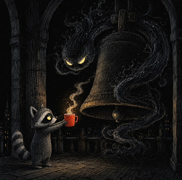 RACCINO_DEV's tweet photo. The bell rang, the darkness released the city, and morning returned. Raccino reopened the forgotten café for wanderers, outsiders, and everyone tired of drinking alone. He still looked completely unimpressed, but the red mug never went cold again.

#Pump #Solana #RACCINO https://t.co/W4b91BKXyG