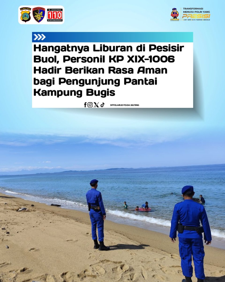 polairsulteng's tweet photo. Hangatnya Liburan di Pesisir Buol, Personil KP XIX-1006 Hadir Berikan Rasa Aman bagi Pengunjung Pantai Kampung Bugis https://t.co/OY8jknj62k