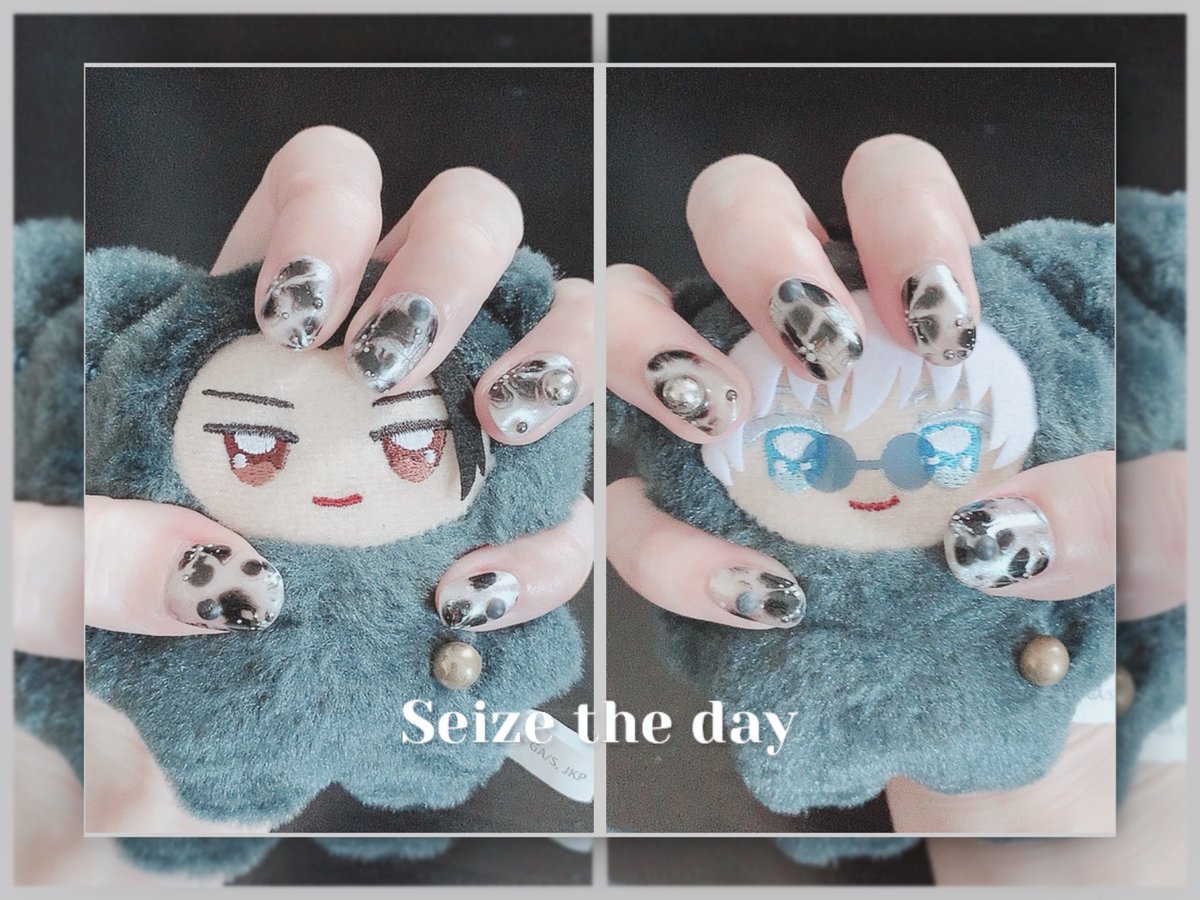 okra05's tweet photo. 今月のネイル🖤🤍 https://t.co/XWm1aHLNVk