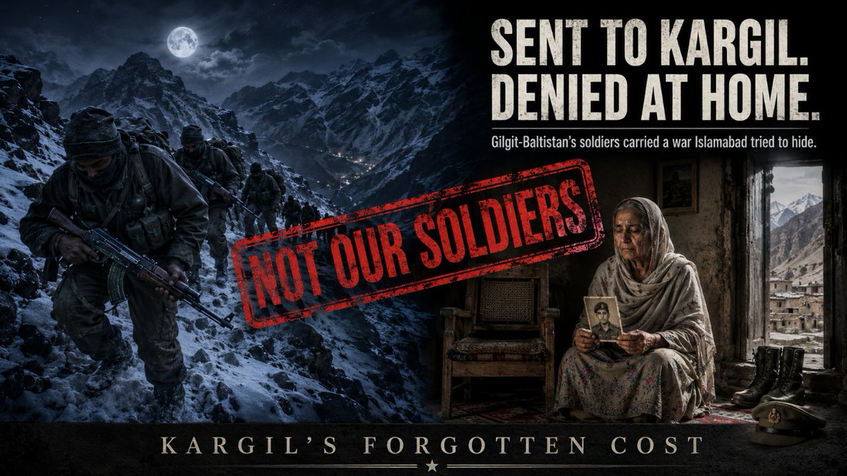 Shankar_KAULL's tweet photo. Pakistan sent hundreds of NLI soldiers—many recruited from Gilgit-Baltistan—to Kargil, then denied their role and neglected their sacrifice. Today, the same disregard is visible in its treatment of local voices. #PakistanKiShikast https://t.co/gencClw7Qt