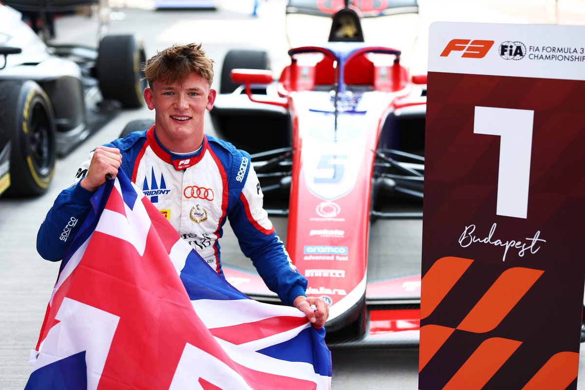 Formula3's tweet photo. Freddie can finally say he is an FIA Formula 3 race-winner 🥹1️⃣✨

#F3 #HungarianGP https://t.co/u5zgOOSJRC