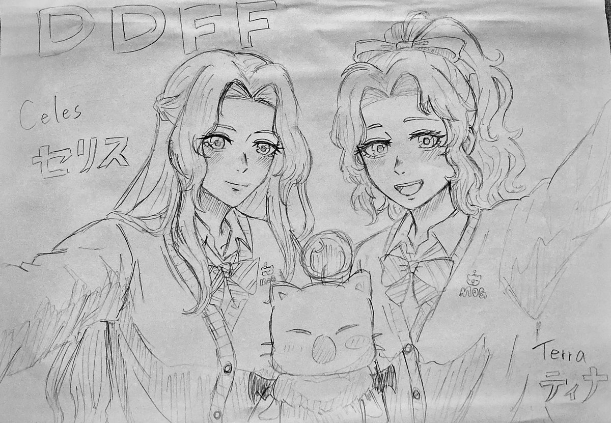 lime0804_lekl's tweet photo. 描き途中〜自撮り中の制服姿のセリスとティナ
#DDFF #ff6 #セリスと共に仲間を求めて https://t.co/Jf8XdOj9Ww