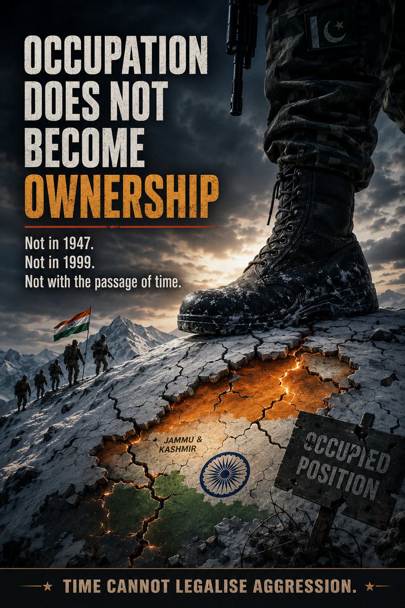 Shankar_KAULL's tweet photo. Pakistan’s strategy in 1947 and 1999 followed the same pattern: enter Jammu and Kashmir by force, occupy territory and present aggression as a new reality. Kargil shattered that illusion. Occupation does not become ownership with the passage of time. #PakistanKiShikast https://t.co/iqw8zkUdS6
