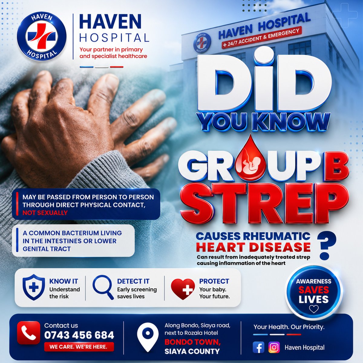 havenbondo's tweet photo. Did you know there are three forms of GBS: prenatal, early onset, and late onset? Each comes with its own challenges.

Visit us at Haven Hospital for more information

#HavenHospitalBondo #HavenHospitalSiayaCounty
#HealthcareProviderinBondo #HealthcareConsultant https://t.co/o8PL2xZvSJ