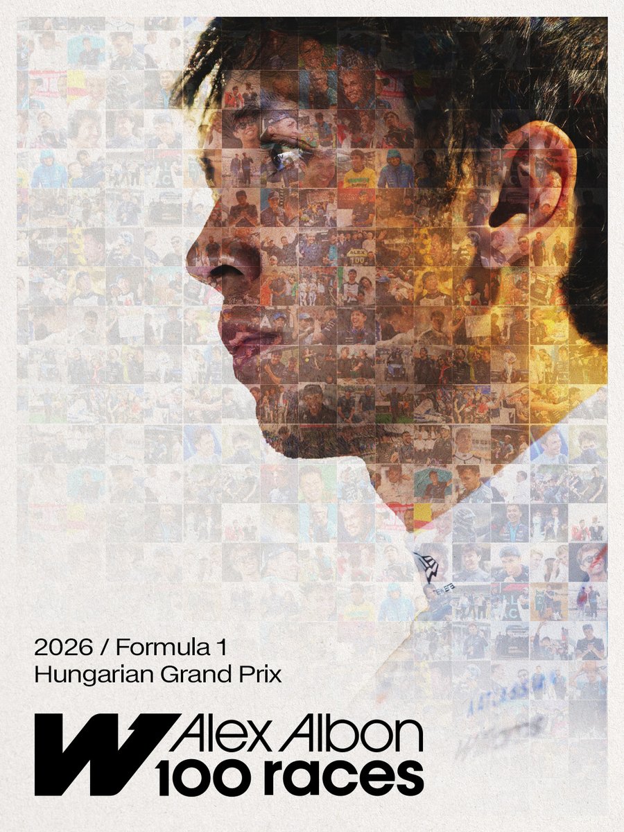 WilliamsF1's tweet photo. 100 races with us 💙 

What an achievement, @alex_albon 👏 https://t.co/axDM2lEO9I