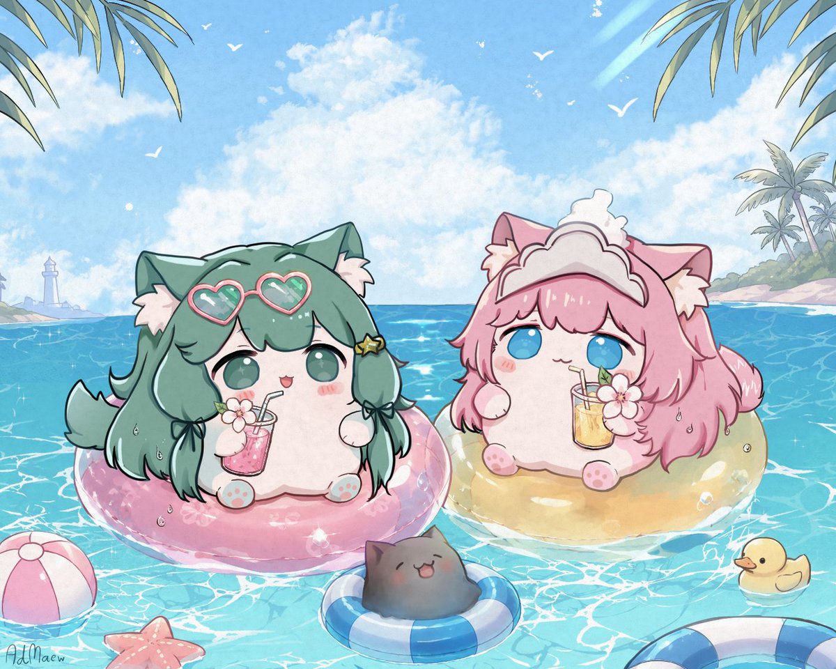 ad_maew's tweet photo. Carol Mimi Meow Meow Summer ~ 
#Carol #カロル #Mimi #ミミ #MementoMori #メメントモリ #メメントモリ_FA https://t.co/6WoC1wCgBm