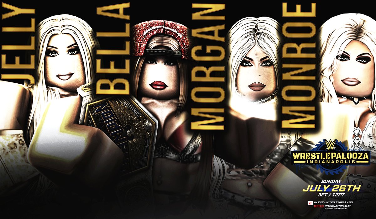 _WWERoblox's tweet photo. 📍TONIGHT! — #WrestlePalooza.
@jelaknowles vs. @Numba1Maddie vs. @DareToWatchMe vs. #ZeeMonroe
Four women collide for the Women’s United States Championship. Who will leave #WrestlePalooza as #WUSC? https://t.co/KdPYvIYS3I