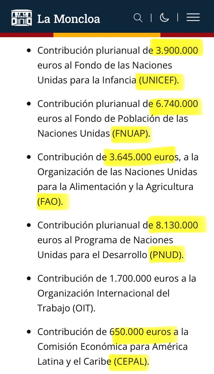 PabloCamPiq's tweet photo. ⭕️ Paso por aquí para recordarles que estos 72.000.000 € de nuestros impuestos se entregarán a todos estos entes opacos internacionales. Recuérdenlo mientras arde España por la falta de inversión y políticas woke. 

Está la OIT (de la Yoli), la UNRWA (presuntamente relacionada con Hamás), más entes de la ONU y muchos más. LEAN, PAGAN USTEDES…