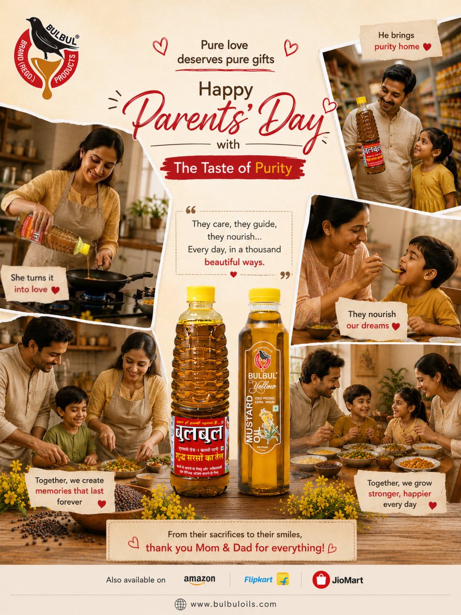 BULBULOILS's tweet photo. Pure love deserves pure gifts 🎁✨ 

Happy Parents’ Day with The Taste of Purity🌻 

From their sacrifices to their smiles, thank you Mom &amp; Dad for everything! 🙏

You can get your bottles from: https://t.co/I2Q1R8mxJO

#HappyParentsDay #BulbulProducts #TasteOfPurity https://t.co/F8tznCtiEG
