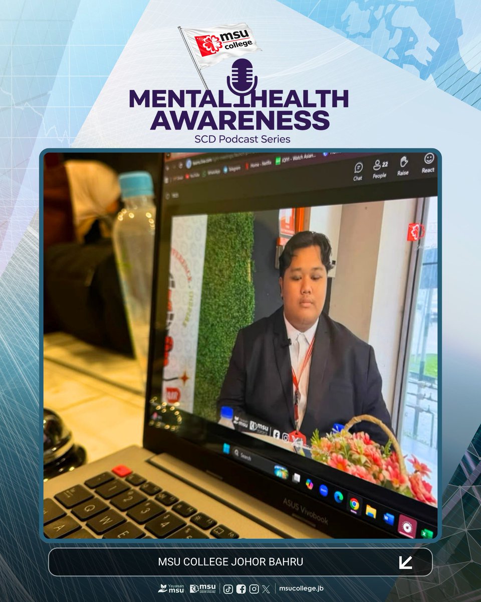 msuc_jb's tweet photo. The Mental Health Awareness Podcast, organised by SRC MSUC Johor Bahru, showcased outstanding dedication from SRC members, SCD officers &amp; college staff. Whose teamwork made this meaningful programme a great success. 

🌺❤
#MentalHealthAwareness
#MSUmalaysia #MSUCollegeJohorBahru https://t.co/BZv8Zv3Ehl