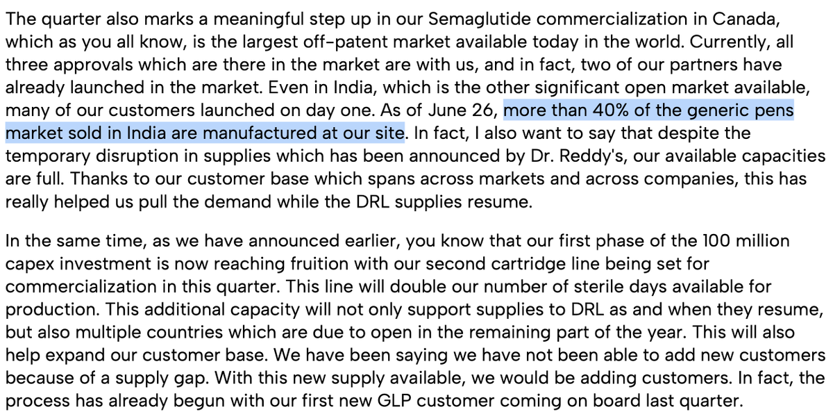 soicfinance's tweet photo. 40% of Generic GLP1 drugs sold in India are manufactured at One Source Pharma's manufacturing site.

Interesting insight from the concall below https://t.co/lQ40d04Hhx