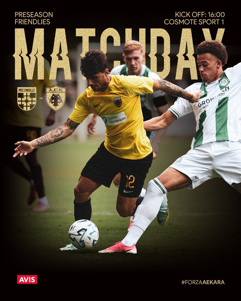 AEK_FC_OFFICIAL's tweet photo. 🏆 Preseason Friendly
🆚 PEC Zwolle 
⏰ Kick-off: 16:00

#AEKFC #PreSeason #FriendlyMatch #FORZAAEKARA https://t.co/H1OKehzE86