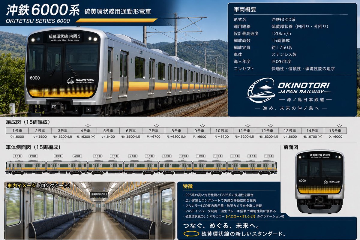 okitetsu_jp's tweet photo. 明日の硫黄環状線全線開通に際して環状線の専用車両を発表します！ https://t.co/AVzfRNOwIp