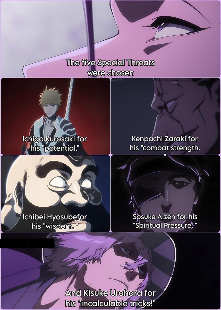 _Yoruichi_X's tweet photo. Yhwach literally built an entire invasion around avoiding these five monsters. https://t.co/fGMJp1w4Xw