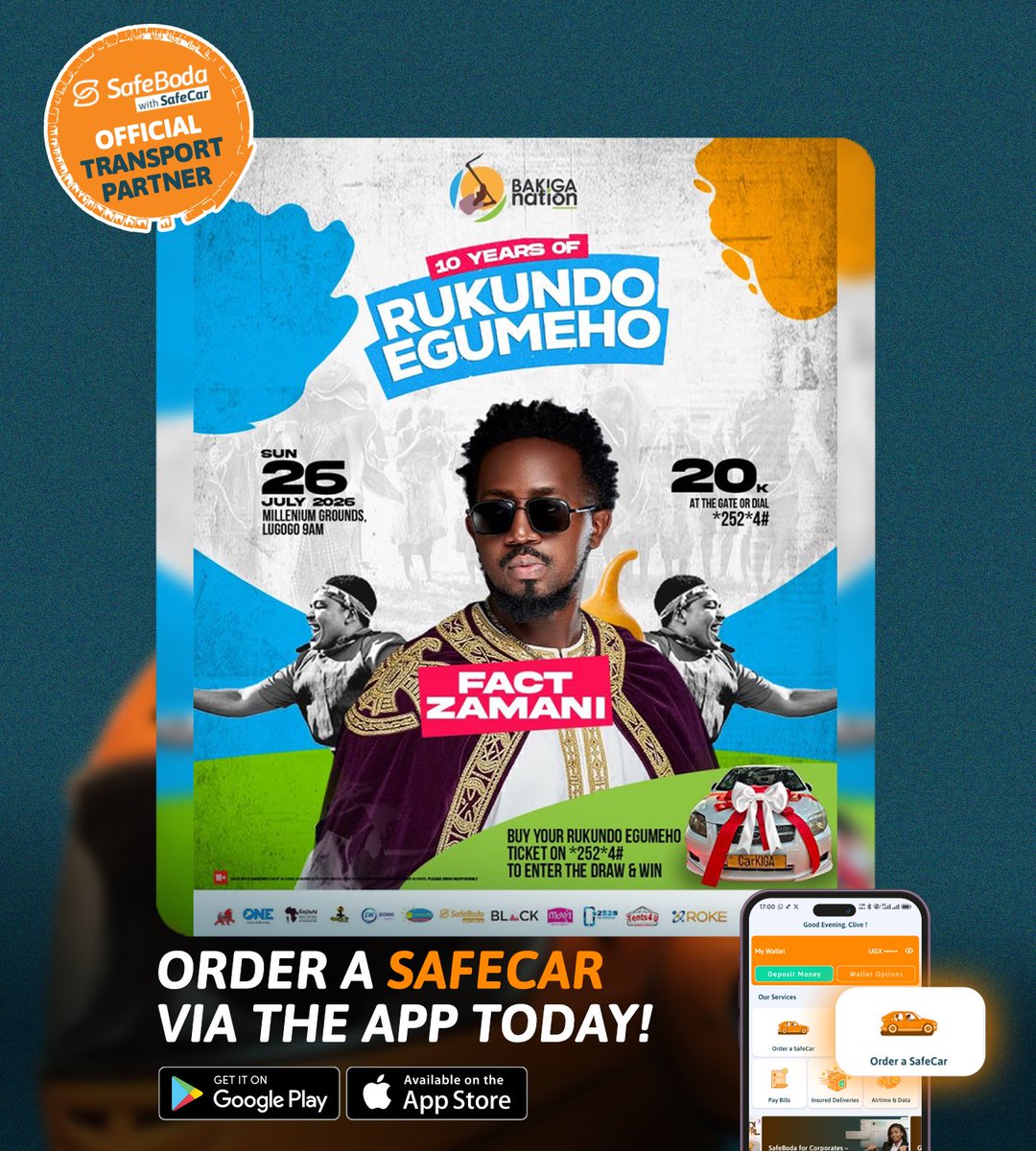 SafeBoda's tweet photo. Happy #RukundoEgumeho Day! 

Gather the squad, enjoy the vibes and ride comfortably to the venue with SafeCar.

Click here 👉 https://t.co/lWEXRXVQfk https://t.co/mGCS4bXpmu