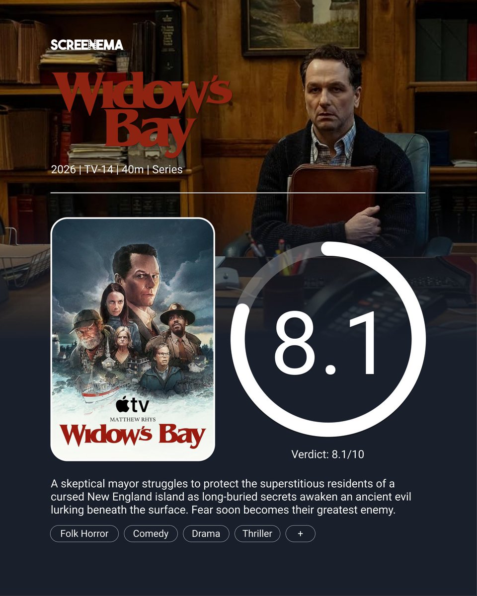 ScreenemaRates's tweet photo. How would you rate Widow's Bay? Share your thoughts below!
#SeriesReview #TVReview #WidowsBay #ShowCritique #SeriesDiscussion https://t.co/SVqajk1ZZx