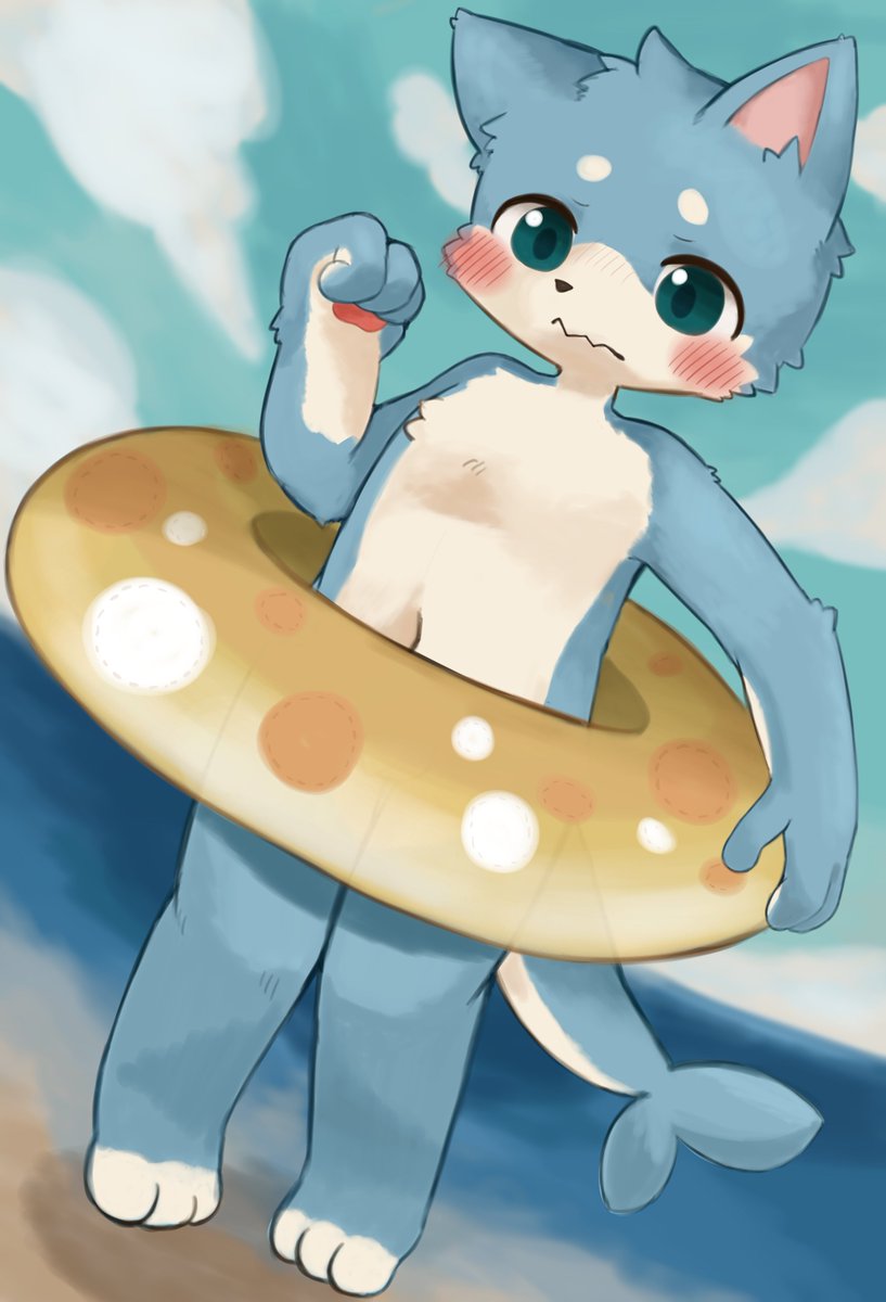 kintubaovo's tweet photo. skebありがとござますっっ！！とっさのハプニングに対して浮き輪で隠すシチュはよき…！！ https://t.co/ergA1w28qv