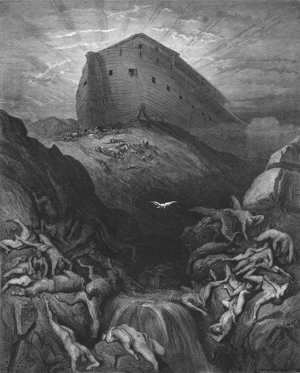 Einarbaldvii's tweet photo. Gustave Doré's illustrations for La Grande Bible de Tours.  "The World Destroyed by Water", "The Deluge", "The Dove Sent Forth from the Ark" and "Noah Cursing Canaan" https://t.co/DipQ63XbAb