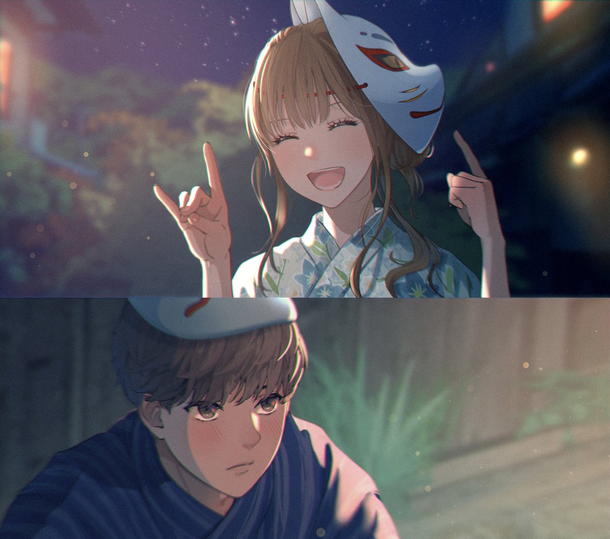 ほまかろん Post by まかろんK『あの日、僕と君が見た空は』発売中 on X: 夏の狐