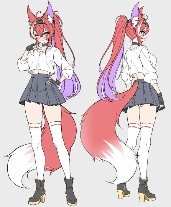 RayFox200's tweet photo. 幫璃奈設計一個新的居家服形態🦊✨ 綁馬尾的璃奈好畫多了www https://t.co/CK2MGUe8Uo