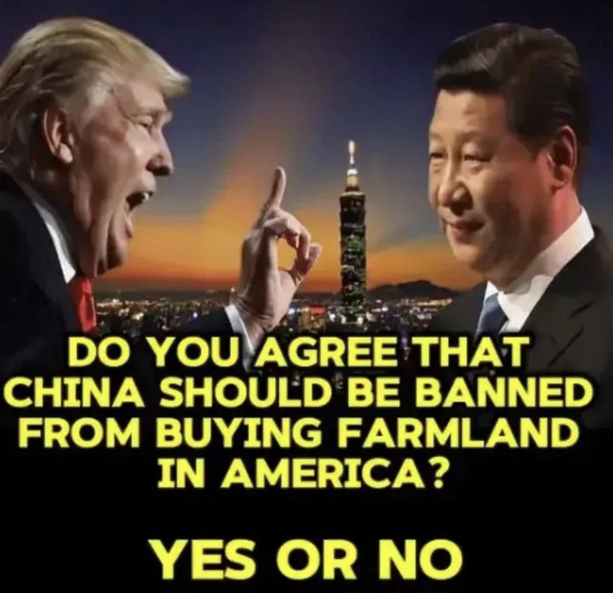 DannoActon's tweet photo. Do you agree China should be banned from buying farmland in America? https://t.co/9Ju43cHvFF