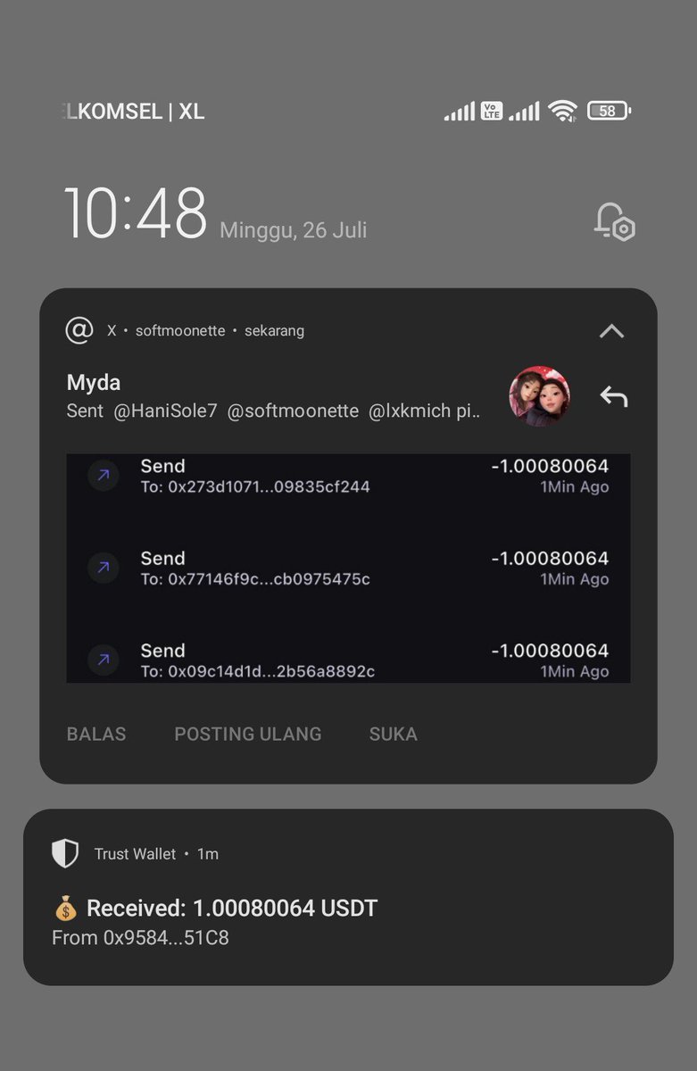softmoonette's tweet photo. Ah iyaaa notif seperti ini looh yang aku mau, congrats to meee🎉🎉🎉

Terima kasih banyak @Mypick08 ini kemenangan pertamaku disini, semoga bisa sering menang lagi di Myda🫰🏻🤗
Hadiah sudah diterima dengan selamat dan cepat🙏🏻🤩🤩 https://t.co/LcPkPDeXwX