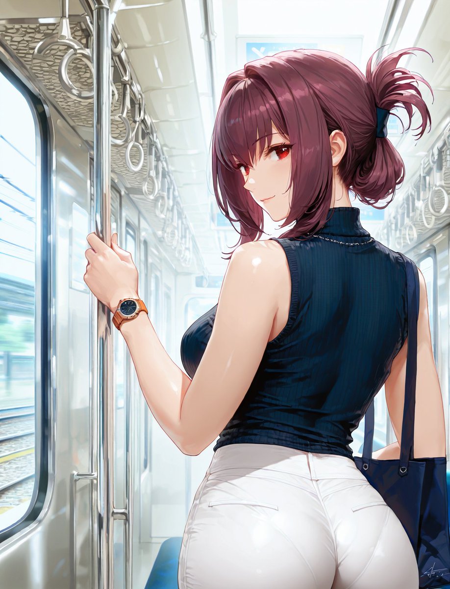 karorogi_AI's tweet photo. #スカサハ　#FGO  　#fate　#師匠　#尻神様　#パンティーライン　#尻フェチ　#縦セーター　#痴漢　#電車 https://t.co/yPkZ1McPSj