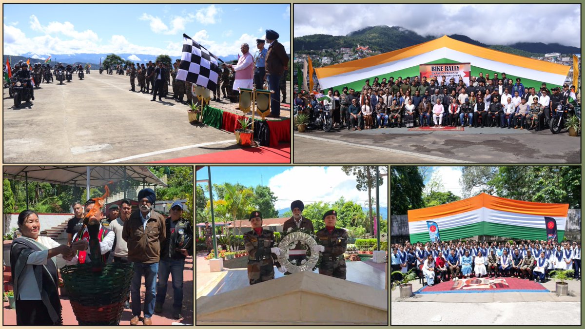 Spearcorps's tweet photo. 𝗖𝗼𝗺𝗺𝗲𝗺𝗼𝗿𝗮𝘁𝗶𝗻𝗴 𝘁𝗵𝗲 𝟮𝟳𝘁𝗵 #𝗞𝗮𝗿𝗴𝗶𝗹𝗩𝗶𝗷𝗮𝘆𝗗𝗶𝘄𝗮𝘀

Honouring the indomitable courage and supreme sacrifice of the 1999 Kargil War heroes, #AssamRifles and #IndianArmy formations under #SpearCorps commemorated the 27th #KargilVijayDiwas through wide-ranging commemorative, youth outreach, and humanitarian events across #Assam, #ArunachalPradesh, #Nagaland, #Mizoram, #Manipur and #Tripura. The celebrations included a Commemorative Bike Rally from Kohima to Nerhema, flagged off by the Hon’ble Governor of Nagaland, Shri Nand Kishore Yadav, in the presence of Maj Gen H S Mavi, IGAR (North) alongside the felicitation of the parents of Capt Neikezhakuo Kenguruse, MVC (P). Across the region, events featured wreath-laying ceremonies, veteran interactions, documentary screenings, patriotic student competitions, pipe band displays and blood donation camps.

Reinforcing the spirit of selfless service and military-civil synergy, comprehensive community welfare initiatives were also executed, including medical camps benefiting over 200 citizens in Haflong, #Assam and a Health Camp providing healthcare to 392 beneficiaries in Churachandpur, #Manipur. From Tiranga rallies and sports events to interactive forums at Pasighat, Agartala, Lunglei, and multiple districts in #Manipur, these multifaceted initiatives paid a fitting tribute to the bravehearts of #OperationVijay while inspiring the youth towards national service, patriotism and unity.

1999 कारगिल युद्ध के वीर नायकों के अदम्य साहस और सर्वोच्च बलिदान को नमन करते हुए, #SpearCorps के अंतर्गत #AssamRifles तथा #IndianArmy के सैन्य दलों द्वारा #Assam, #ArunachalPradesh, #Nagaland, #Mizoram, #Manipur and #Tripura में 27वां #KargilVijayDiwas धूमधाम से मनाया गया। इन समारोहों में Kohima से Nerhema तक एक बाइक रैली शामिल थी, जिसे नागालैंड के माननीय राज्यपाल श्री नंद किशोर यादव ने Maj Gen H S Mavi, IGAR (North) की उपस्थिति में हरी झंडी दिखाकर रवाना किया। इस अवसर पर Capt Neikezhakuo Kenguruse, महावीर चक्र (मरणोपरांत) के माता-पिता को भी सम्मानित किया गया। पूर्वोत्तर भारत के विभिन्न क्षेत्रों में पुष्पांजलि समारोह, पूर्व सैनिक संवाद, वृत्तचित्र प्रदर्शन, देशभक्ति प्रतियोगिताएं, पाइप बैंड प्रदर्शन और रक्तदान शिविर आयोजित किए गए।

सैन्य-नागरिक सहभागिता और जनसेवा की भावना को मजबूत करते हुए #Assam के हाफलोंग में 200 से अधिक नागरिकों के लिए चिकित्सा शिविर तथा #मणिपुर के चुराचांदपुर में 392 लाभार्थियों के लिए स्वास्थ्य शिविर आयोजित किया गया। तिरंगा रैलियों और खेल आयोजनों से लेकर पासीघाट, अगरतला, लुंगलेई तथा मणिपुर के विभिन्न जिलों में आयोजित संवाद सत्रों तक, इन बहुआयामी पहलों ने #OperationVijay के वीर सपूतों को भावभरी श्रद्धांजलि अर्पित की और युवाओं को राष्ट्र सेवा, देशभक्ति एवं एकता के प्रति प्रेरित किया।

#KargilVijayDiwas2026 #RememberingOurHeroes #VeerNaman #NationFirst #OperationVijay #ServiceBeforeSelf #SentinelsOfTheNortheast

@adgpi
@SpokespersonMoD
@easterncomd
@official_dgar
@HQ_IDS_India
@prodefkohima
@prodefgau
@PIB_India
@HMOIndia