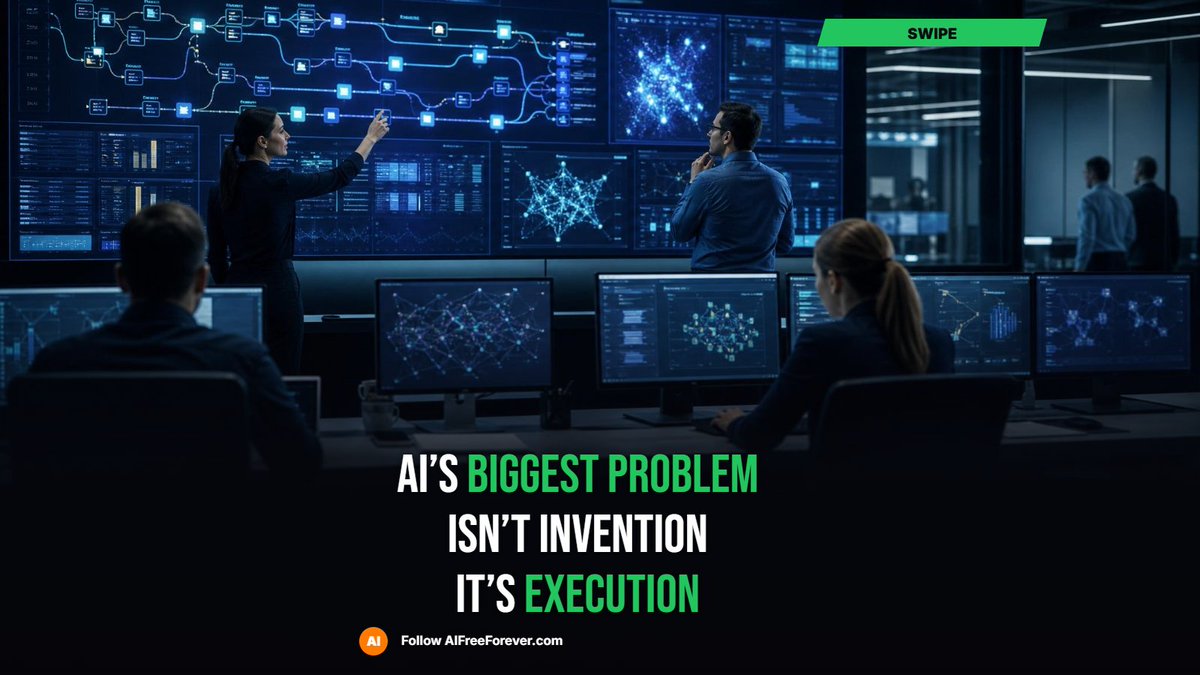 aifreeforever's tweet photo. AI’s real bottleneck is shifting from invention to execution. The latest reporting points to a growing gap between companies that can turn AI…
#AIFreeForever #AI #ArtificialIntelligence #AIMultiplayer #DigitalTeammates #AIAgents #AIWorkflows #AIExecution #BusinessAI #EnterpriseAI