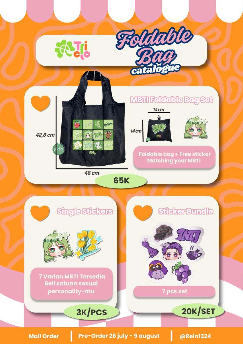 ReIN1324's tweet photo. 🩷 + 🔄 very appreciated! 

Open Mail-Order MBTI merch!
• ISTJ, INTJ, INFP, ENFP ✧･ﾟ: *✧･ﾟ:*

Aku juga open order untuk ready stock fan merch juga feel free to browse (⁠≧⁠▽⁠≦⁠) (catalogue in rep)
• Original, enstars, Twisted Wonderland

🗓 27 JUL - 9 AGT
📦 JNE/🍊 https://t.co/KfkizG0tVR