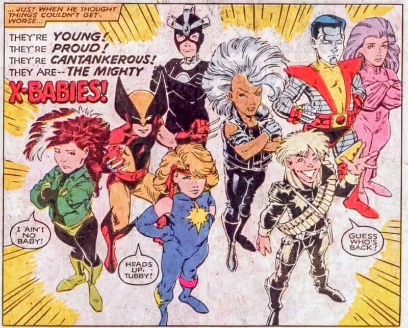 X-Babies: Longshot, Havoc, Psylocke, Dazzler, Rogue, Colossus