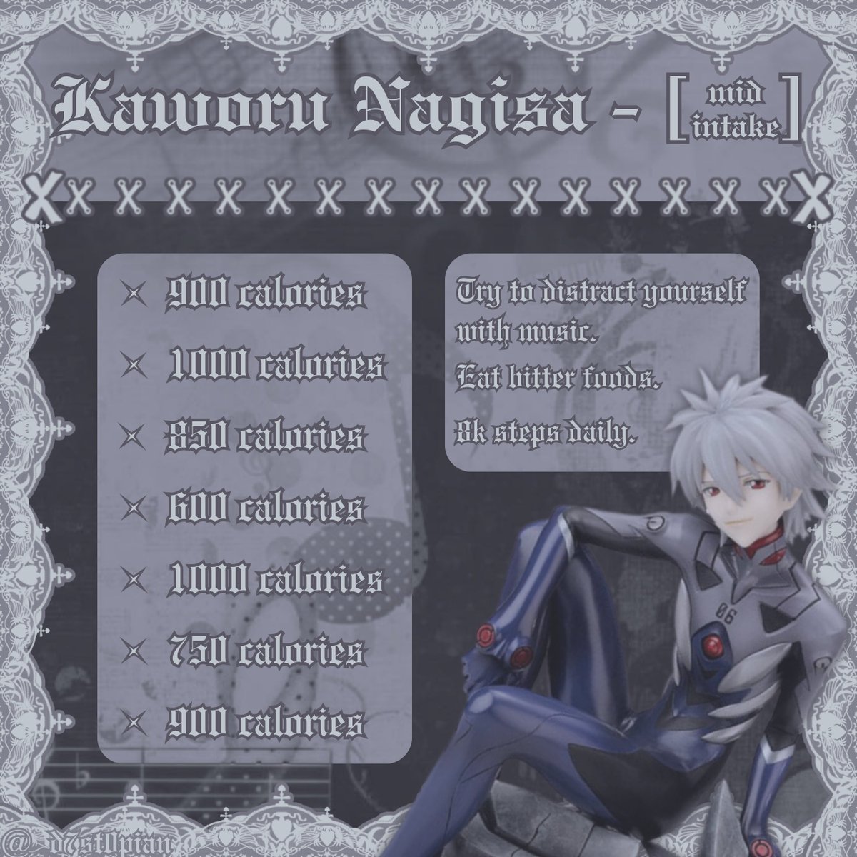 _D7ST0PIAN's tweet photo. Evangelion Themed Diet - Kaworu Nagisa
(High-Mid-Low Intake)
#edrtwt #shedrtwt https://t.co/4jh1B0s5EY