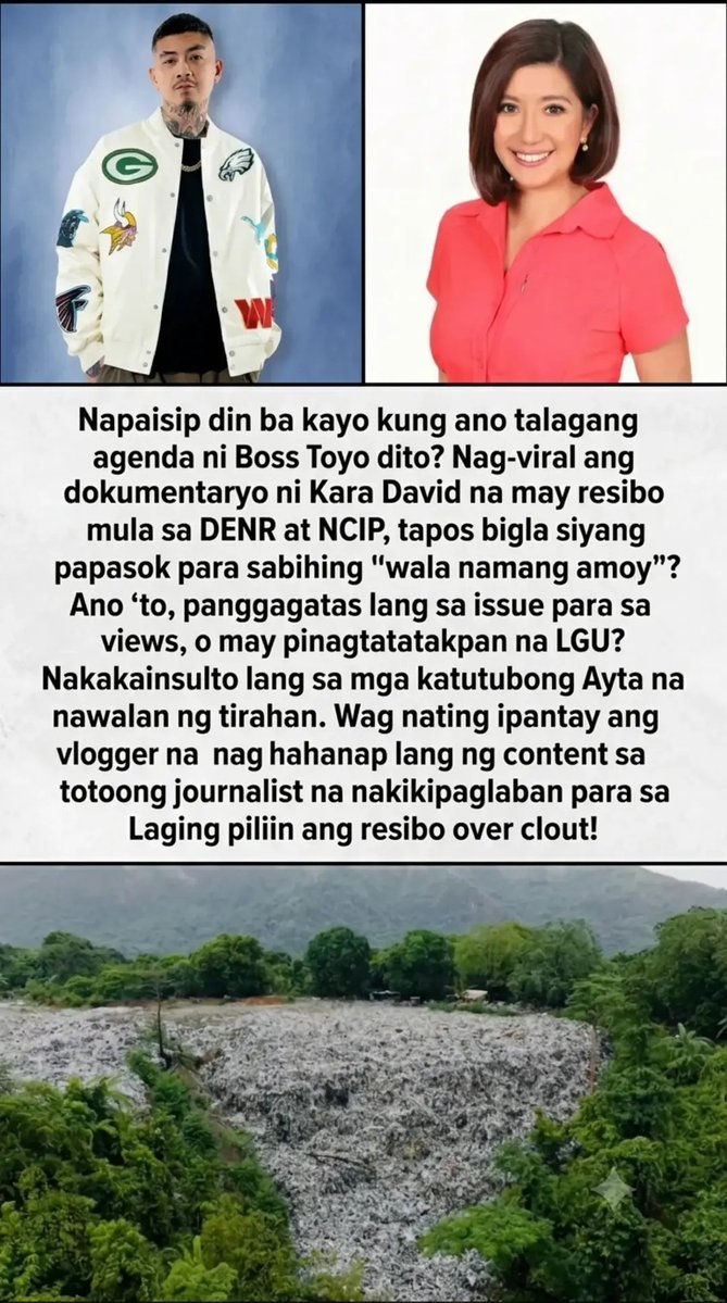 armstronglevi84's tweet photo. Ano nga ba ang totoong agenda ni Boss Toyo? Clout-chasing o may pinagtatatakpan? Saludo kay Kara David! ✊📄 #KaraDavid #BossToyo #IWitness #FactsFirst 

My YT Channel:
https://t.co/ykV1lDbDyA https://t.co/WQlYZ3cdxT