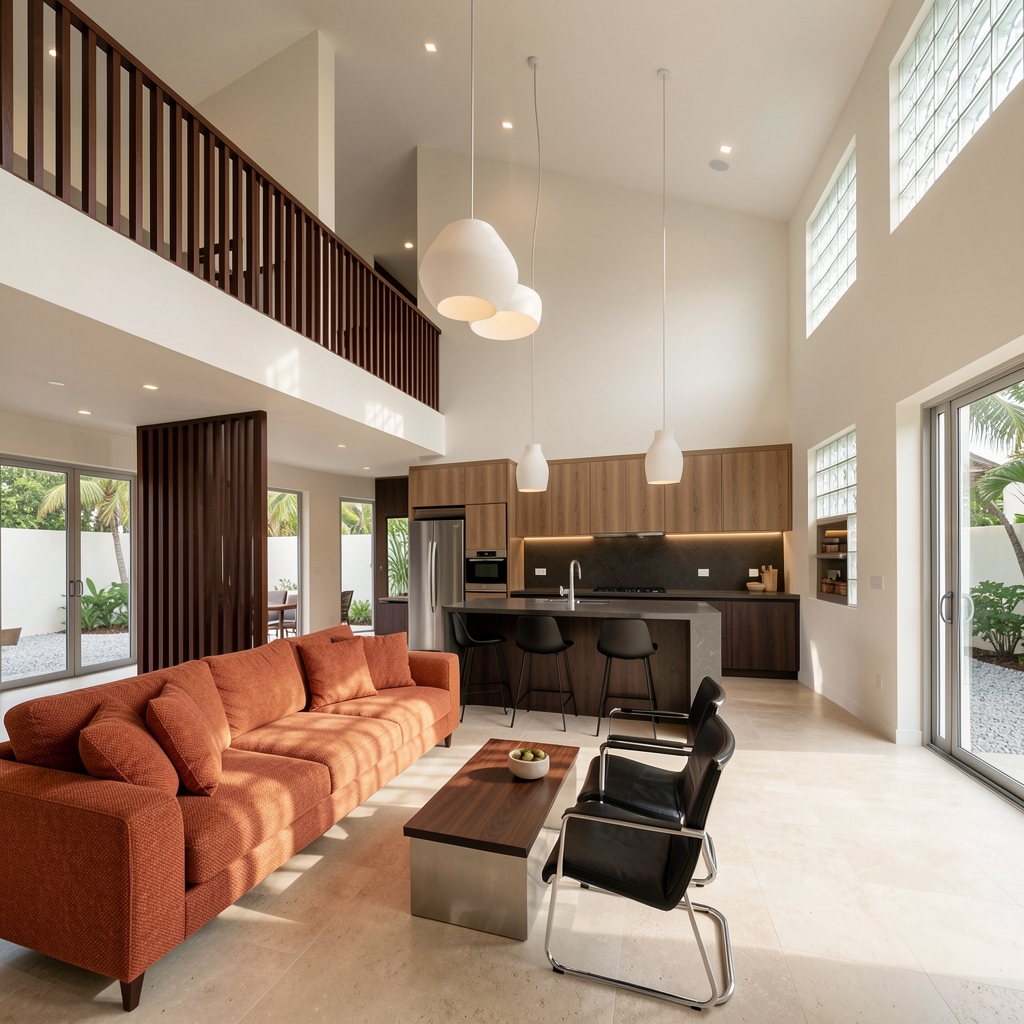 AtelierNusa's tweet photo. Double height ceiling bukan cuma soal space, tapi soal feeling. Cahaya alami bikin area living ini langsung kerasa luas dan adem. Ditambah sentuhan warm wood, creating that perfect tropical modern vibe.

#AtelierNusa #LombokLiving #TropicalModern #OpenConcept #InteriorDesign https://t.co/nw4aP9h7ja