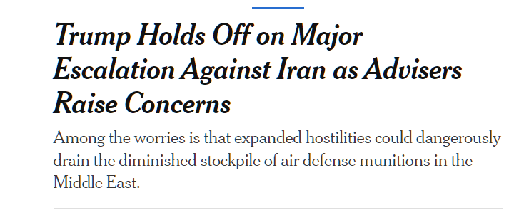 nicosokufx's tweet photo. トランプ大統領の「『イラン攻撃中止』は米迎撃ミサイル枯渇懸念」💦

米ニューヨクタイムズ紙などによると…

✅パトリオットなど迎撃ミサイルの在庫が減少
✅中東の米軍基地を守る弾薬の枯渇を懸念
✅大規模攻撃を再開すれば、防空能力が大幅低下する恐れ

👉️このためトランプ大統領は、イランへの攻撃強化を現時点で保留した可能性。