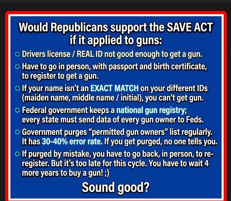 LLBROWN7047's tweet photo. What if the regulations to vote the same as to own a gun for the purpose of combating a corrupt government? https://t.co/KMbK3GTGet