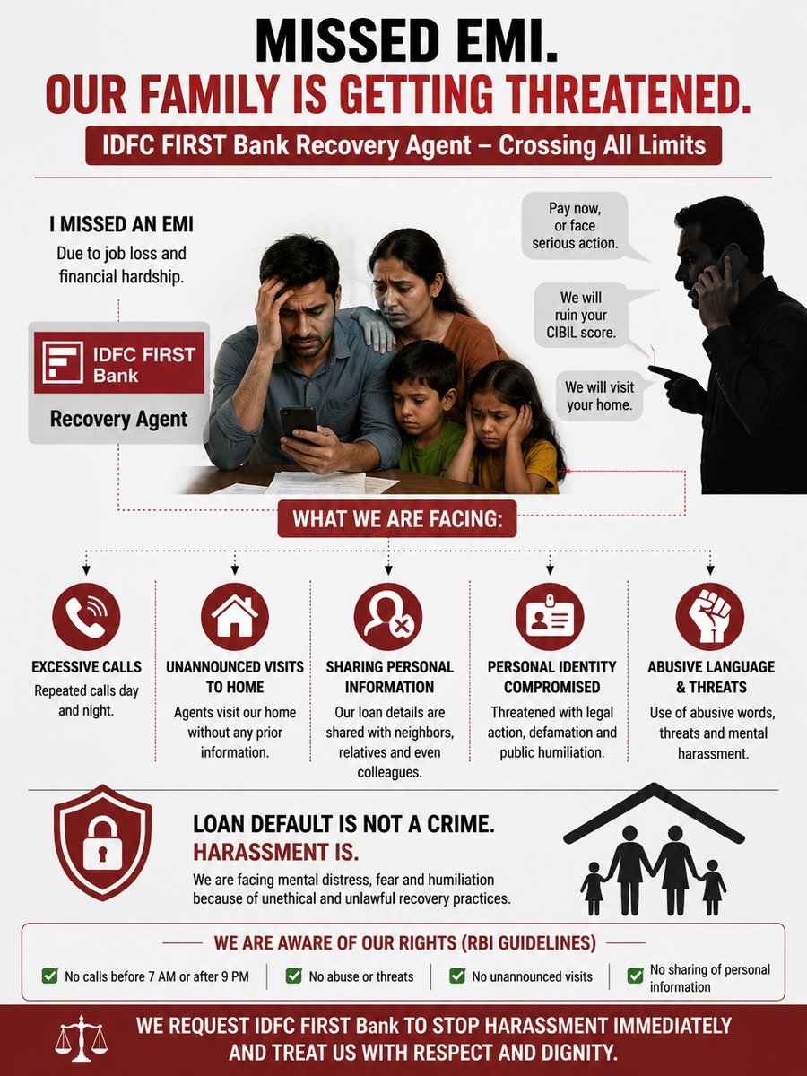 prabhakar0790's tweet photo. Shame on you @IDFCFIRSTBank @SrBachchan
You guys behave like a t*****st who attack families when they can't directly attack you. 
Going forward, I'll mail all recordings of your esteemed recovery agents to ur nodal officer as evidence, let's see how far this goes. 
@RBI @RBIsays https://t.co/mHNg0vf0u2