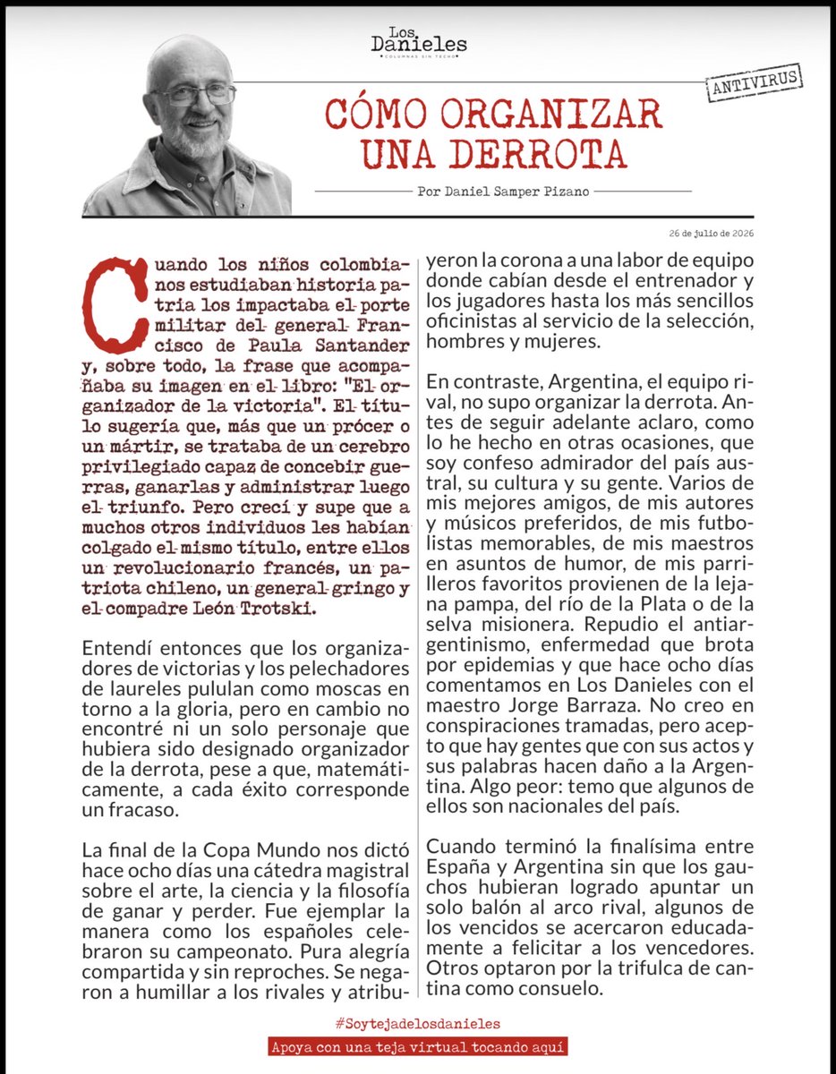 cesarusa5's tweet photo. #CómoOrganizarUnaDerrota por @DanielSamperPi Cuando terminó la finalísima entre España y Argentina sin que los gauchos hubieran logrado apuntar un solo balón al arco rival, algunos de los vencidos se acercaron educadamente a felicitar a los vencedores. #LosDanieles @losdanieles https://t.co/DiNRyeJpI5