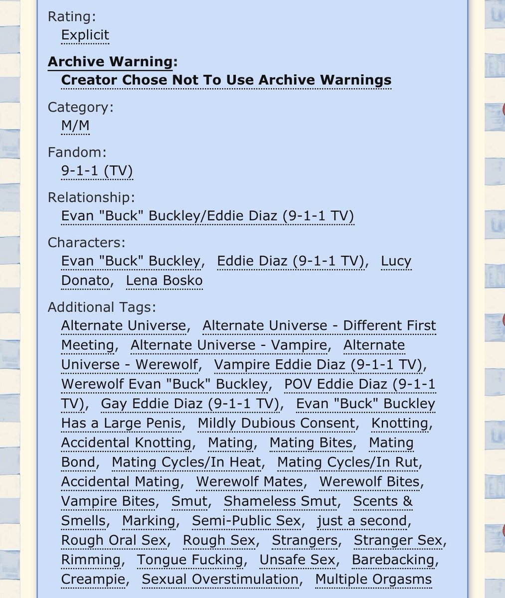 bluem__mies's tweet photo. can i have a bite? 🐺🩸

• rated: e
• words count: 4.9 k

⋆ #bottomeddieweek day 2 ⭐️
⋆ vampire eddie x werewolf buck
⋆ biting while getting knotted 
⋆ mildly dub-con with pheromone , please read the tag first!

🔗 ; https://t.co/o9zmYTNMms https://t.co/VZ3YoMaEPH
