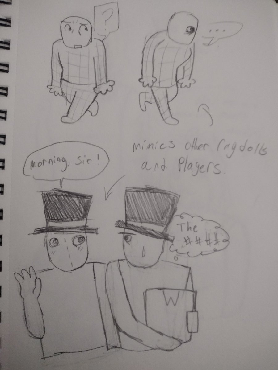 Fredrick_Fizzie's tweet photo. Construction OC I made cause I like the game. This is Mimic ragdoll, he mimics anything ragdoll or player and acts like them. He is also the only ragdoll to have fingers 💔

#Constructionroblox #robloxconstruction #robloxoc #robloxart https://t.co/OUOeyLuHRJ