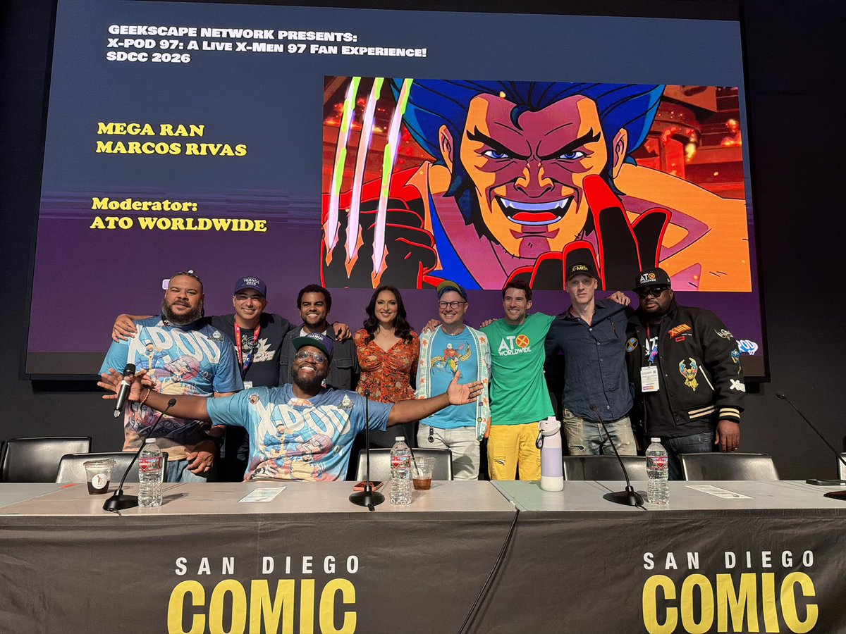 MegaRan's tweet photo. UNREAL. my first official #SDCC panel is in the books. Thank you so much to our great crew!! X-Pod!! https://t.co/8qrzYjAMtK