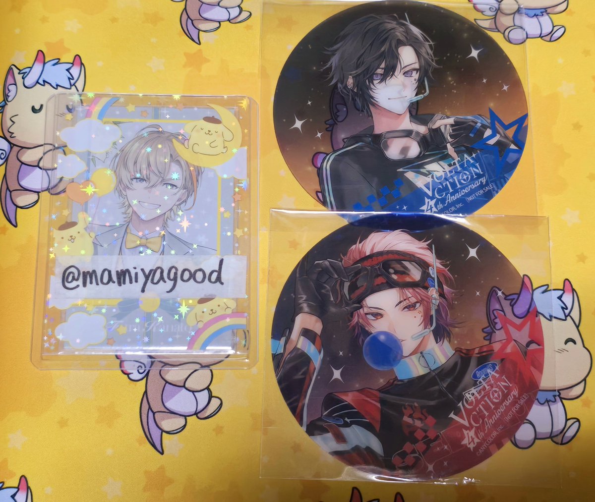mamiyagood's tweet photo. 【交換募集】
🌈 にじさんじ VOLTACTION 4周年 4th Anniversary アニメイト
缶バッジ、チェキ風カード、特典 クリアコースター
［譲］1～3枚目 🟦🟥
［求］4枚目 赤印＞オレンジ印
都内手渡しor郵送交換可能です。

お気軽にお声がけ下さい。 https://t.co/hZbPSRp5mt