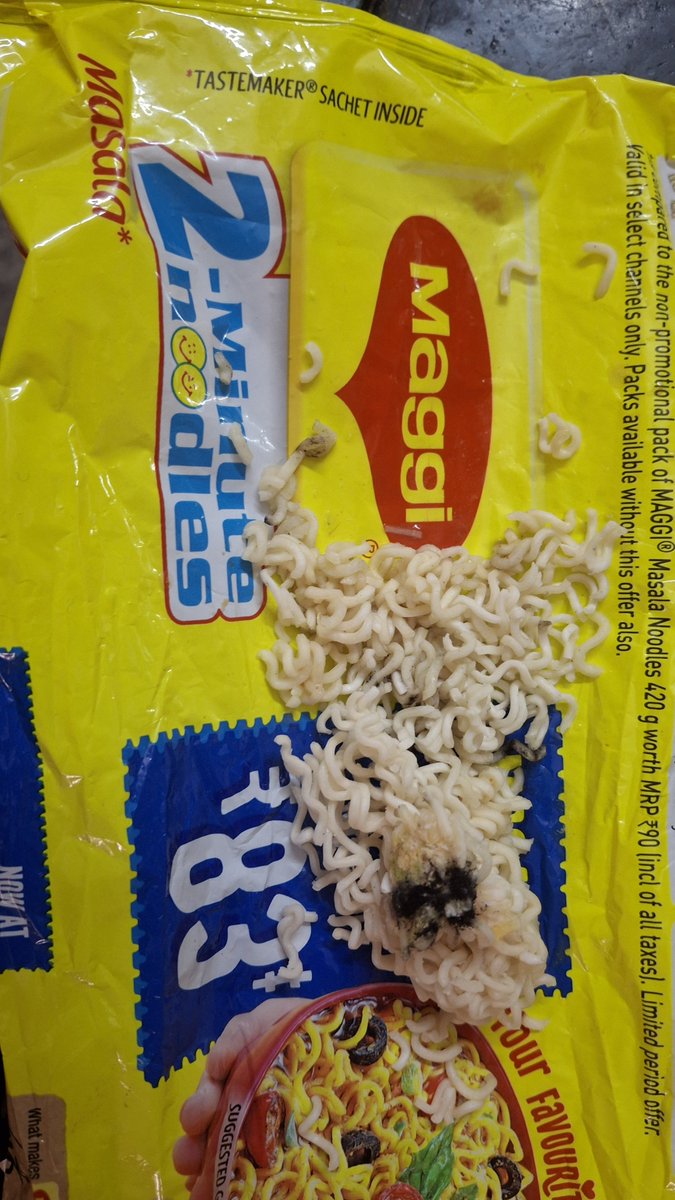 Supriyasheg's tweet photo. " I bought a packet of Maggi and it has fungus on it, even though the expiry date is November 11th." https://t.co/of0YCJkK42