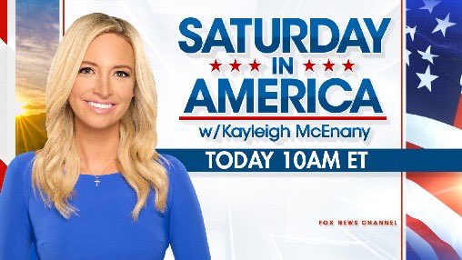 KayleighMacnani's tweet photo. 🇺🇸 It’s Saturday in America!                      

Tune in from 10am-12pm ET on @FoxNews for “Saturday in America w/ Kayleigh McEnany!" https://t.co/utABVdA7IT