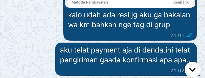 chanistore's tweet photo. co 7.7 sampe kmrn juga blom di kirim😂giliran di wa baru bales begini

jujur gue sbnrnya ga masalah klo pun lama asalkan emg info aja klo ada keterlambatan,lah ini gaada info apa apa😂😂 https://t.co/jykb2JQ6qJ