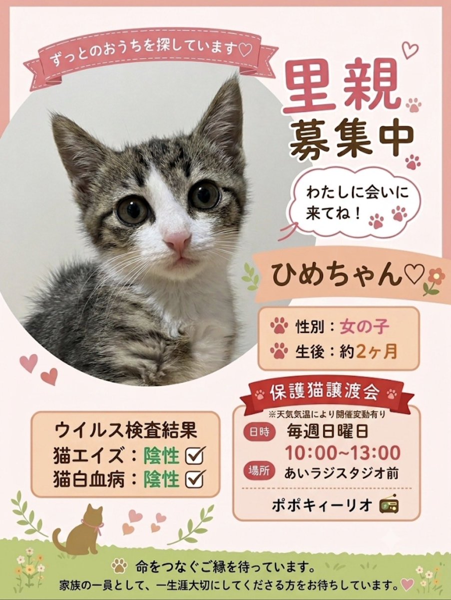nao4361918327's tweet photo. #あいラジ
#ポポキイーリオ
保護犬猫主役番組🐶🐱
お聴きいただきありがとうございました‼️

🐱🐶画家🖌️
斉藤綾さん
https://t.co/KGZ2NK3lPZ

🐶🐱獣医師あさみ先生
https://t.co/YXg50bJrKd

🐶保護犬活動にっし〜里親募集🐶⬇️
https://t.co/Nj291fKdqU

🐱里親募集🐱⬇️
https://t.co/bxA22GJtik https://t.co/410f1tOg8Z