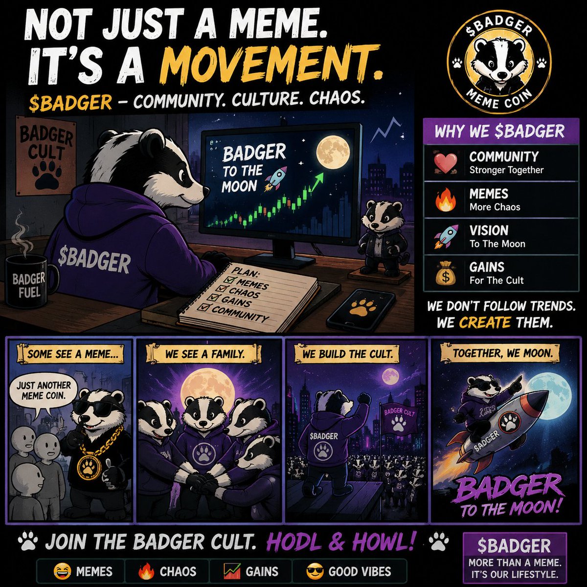 pinal93586's tweet photo. Not just a meme. A community. 🦡🚀
$BADGER to the moon!
CA: 2FZj0WKuAZB2gyTwUSSGiDN1GVtydZ2T2smkCReJpump
#BADGER #Solana #Memecoin #Crypto https://t.co/BJrW8fETSh