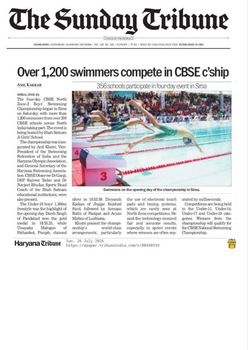 Jyoti3086470409's tweet photo. "Paani mehnat, podium pe naam.
   Sirsa swimmers are training hard for the next #SwimmingChampionship.
   #Sirsa #SwimToWin #HaryanaSports" https://t.co/zSoepoU4jf