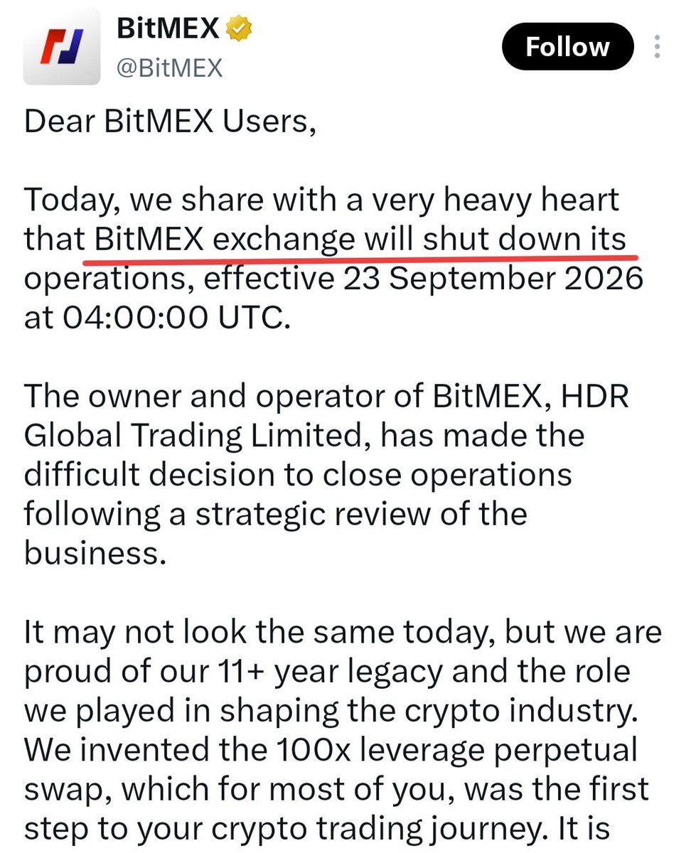 Whale_Hunter7's tweet photo. ☠️ Sunset season continues 😓

✌️2 old CEX shutting down
🪦 @BitMartExchange
🪦 @BitMEX

✅Withdraw ur funds

🤷So far only DeFi platforms
🫠Now even CEX started shutting down

😑This is one of the brutal bear cycle of all time for projects

💙Like
🔁RT https://t.co/6HSrGzuJO7